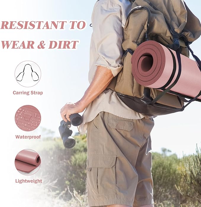 BalanceFrom GoCloud 71" x 24" All-Purpose 1-Inch Extra Thick Double-Sided Non-Slip High Density Anti-Tear Exercise Yoga Mat with Carrying Strap, Gray