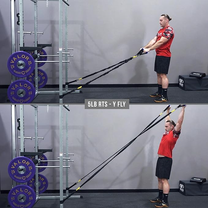 Valor Fitness Resistance Bands - 5lb to 25lbs - Carabiners Attached & 2 Bands per Weight Option with Handles– Sheath Covered - Strength Training New Compact 39" Design - Wall Door Rack Mount Options