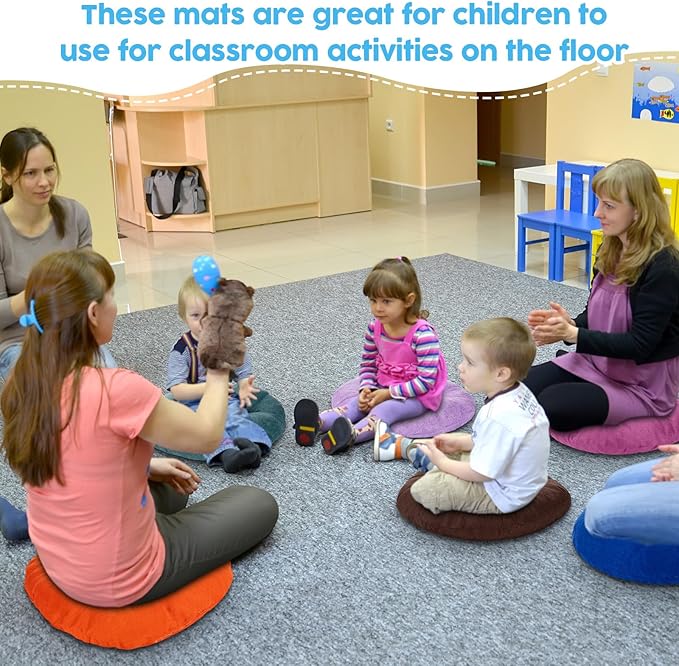 Fumete 30 Pcs 16 Inch Round Floor Cushions for Kids and Toddlers, Flexible Seating Classroom Furniture Floor Pillow for Home, Daycare, Preschool, Yoga and Meditation (Colorful)