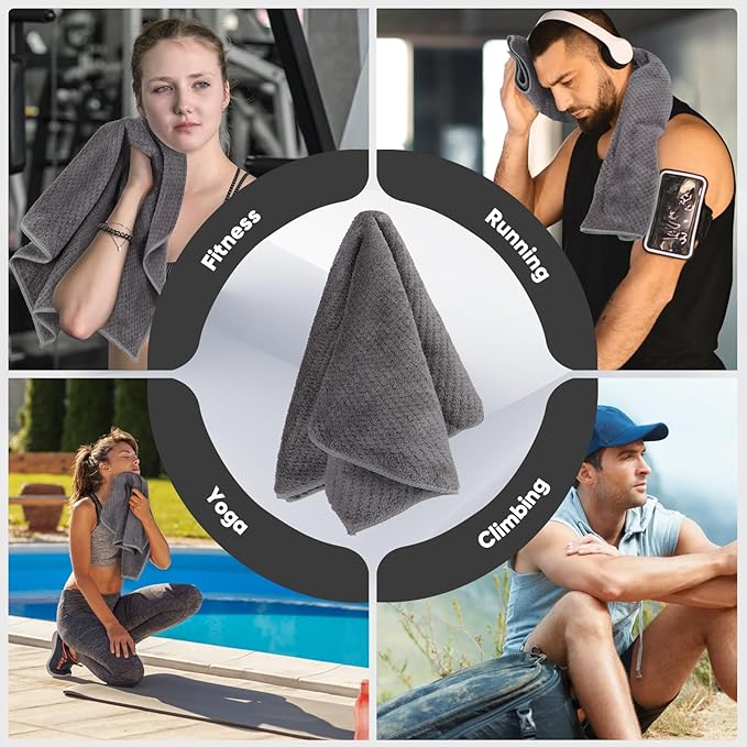 HOMEXCEL Gym Towels 3 Packs, (16x27 inches) Highly Absorbent Yoga Towel, Ultra Soft Hand Towels for Daily Use, Fast Drying Microfiber Workout Towels for Gym, Spa, Fitness, Camping, Hotel