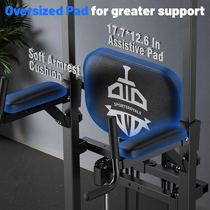 Sportsroyals Power Tower Pull Up Bar Station, 450LBS Stable Pull Up Dip Station for Home Gym Strength Training Equipment