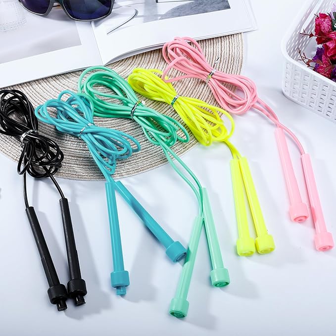 10 Pack Jump Ropes for Kids, PVC Skipping Rope with Plastic Handles, Adjustable Jumping Ropes, Lightweight Speed Rope for Women Men Outdoor Fitness Exercise Training Racing, 5 Colors
