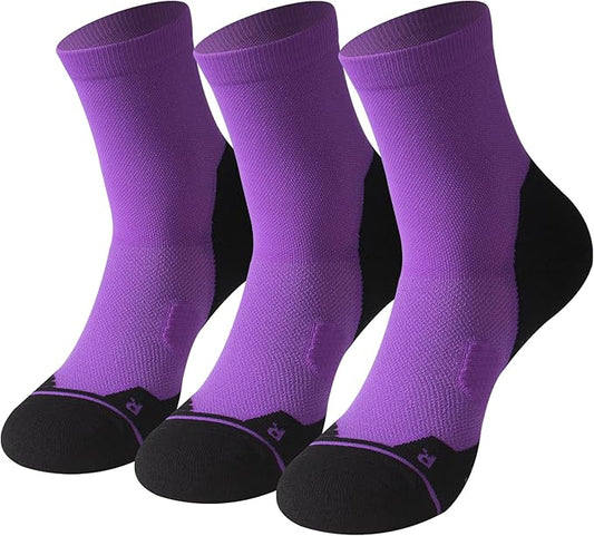 HUSO Compression Ankle Running Socks: Athletic Socks for Men Women with Cushion,Work Hiking Basketball Sport Socks 3 Pairs
