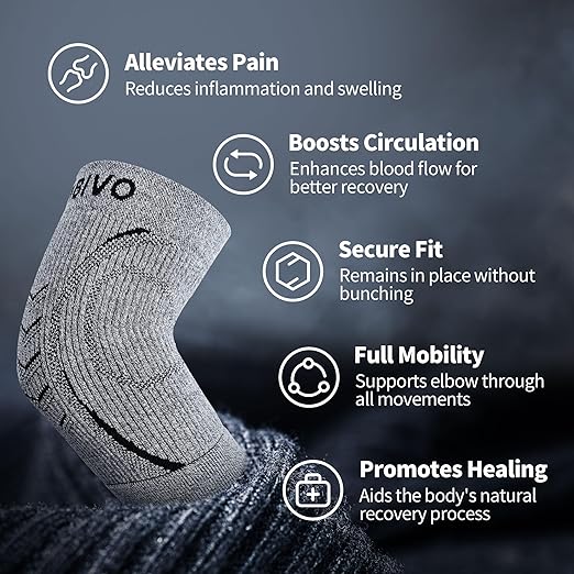 CAMBIVO 2 Pack Elbow Brace for Women and Men, Elbow Compression Sleeve for Tendonitis, Golf Elbow, Tennis Elbow, Arthritis, Bursitis, Weightlifting, and Basketball