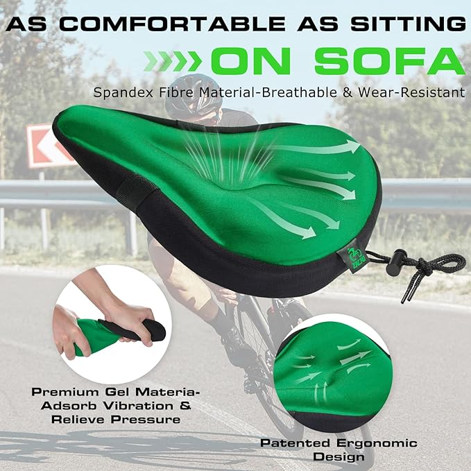 Zacro Bike Seat Cushion - Gel Padded Bike Seat Cover for Men Women Comfort, Extra Soft Exercise Bicycle Seat Compatible with Peloton, Outdoor & Indoor Bike Saddles