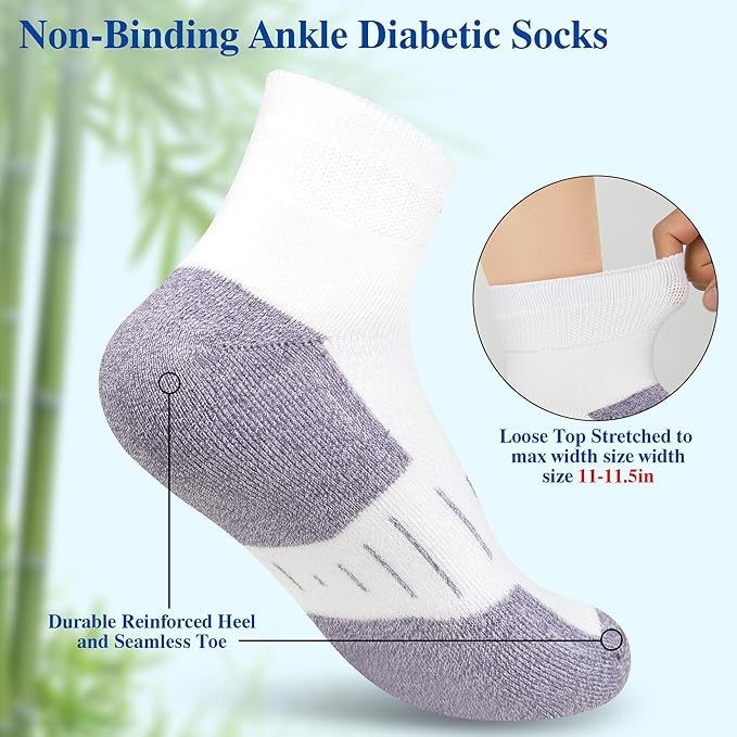 Diabetic Socks for Men,6 Pairs Ankle Mens Diabetic Socks,Diabetic Neuropathy Socks for Men 9-12
