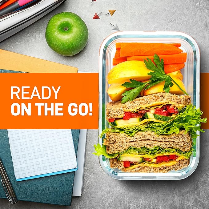 NutriChef 10-Piece Superior Glass Food Storage Containers Set (5 Containers + 5 Locking Lids),Stackable Meal-prep Design, BPA-free Airtight Clear Locking lids with Vent Lids & Air Hole, Gray