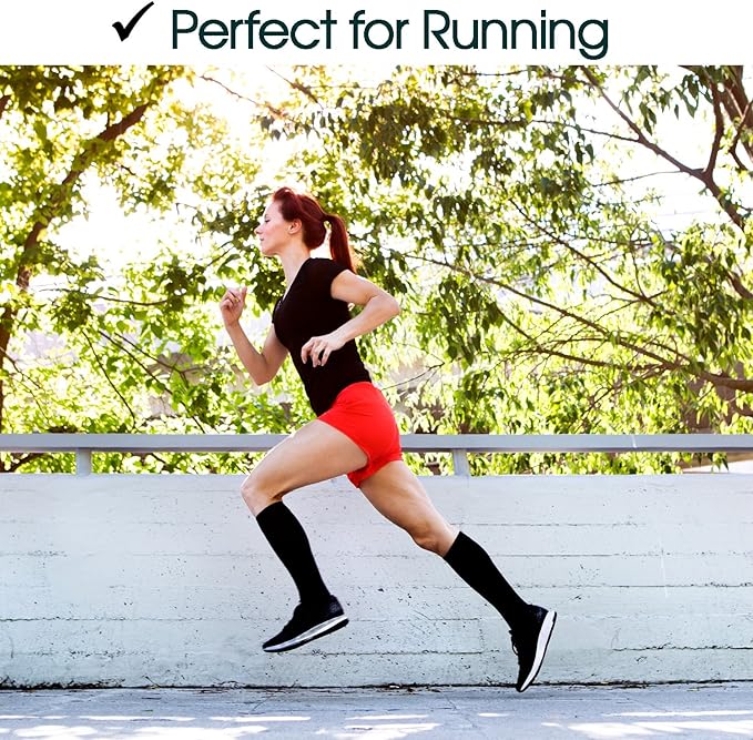 Cotton Compression Socks for Women & Men. 15-20 mmHg Support Knee-High Solid White S/M