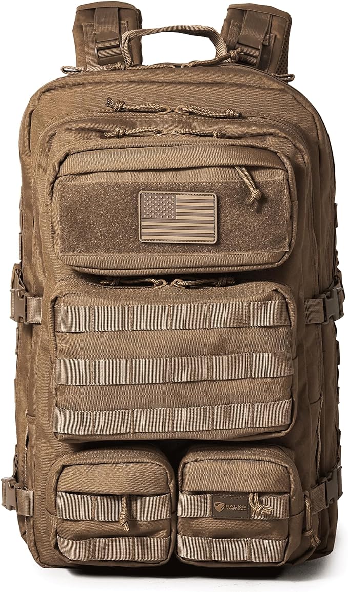 Falko Tactical Backpack 50L, 2.4x Stronger, Large Military Molle Rucksack, Heavy Duty, Work and Outdoors