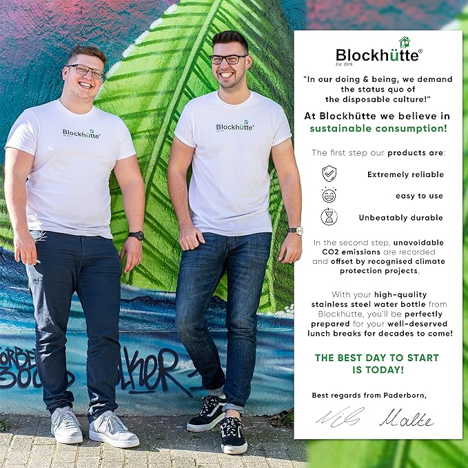 Blockhütte Vacuum Insulated Stainless Steel Water Bottle I 25 oz I Wide Mouth Metal Bottle for hot and cold drinks I BPA-Free I for Travel, School I Kids, Adults, Water Canteen, Sports, flask