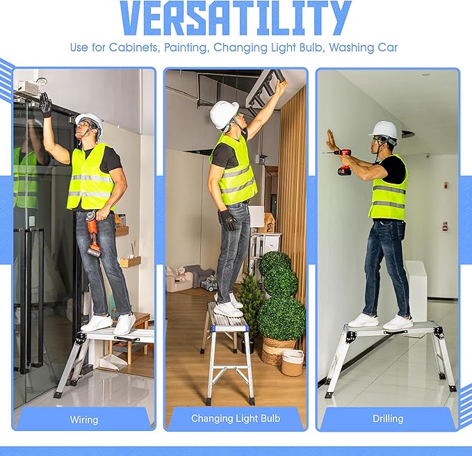 Folding Work Step Platform – 23.5" Tall Collapsible Step Stool with Carry Handle – Lightweight Utility Platform Step Stool for Home, Garage, and Travel