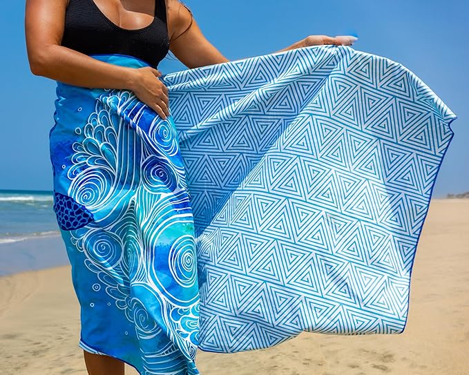 Elite Trend Microfiber Beach Towel for Adults with Bag - Extra Large 78x35 inch Lightweight Sand Free Quick Dry Towel for Travel, Swimming, Yoga, Camping (Sea Turtle)