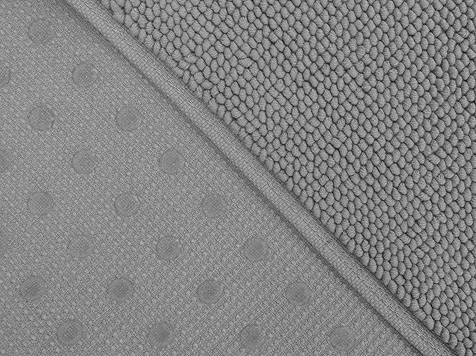Cotton Paradise 100% Cotton Non Slip Bath Mats for Bathroom, 20x34 inch Soft Absorbent Quick Dry Machine Washable Floor Bath Mat, Light Gray Bath Rug