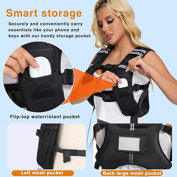 Weighted Vest, 12lbs/16lbs/20lbs/30lbs/40lbs Odorless, 6 Straps Size Adjustable for Woman Men, running, walking, Jogging, Workout Strength Training (Weight Not Adjustable)