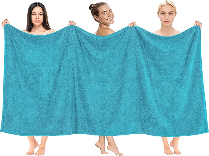 Cotton Paradise 100% Cotton 40x80 Oversized Bath Sheet, Extra Large Turkish Bath Towels for Bathroom, Aqua Blue Bathsheet