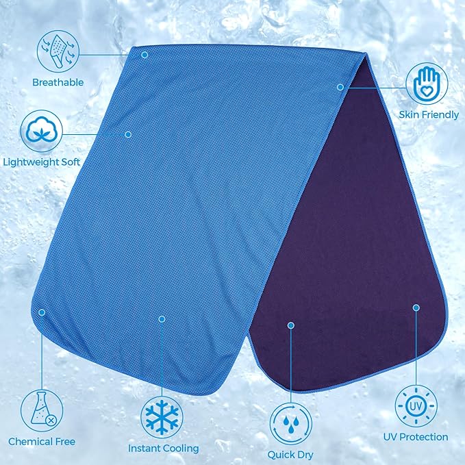 Cooling Towels for Neck and Face, Ice Towel for Hot Weather, Soft Breathable Instant Towel, Cool Rags for Yoga, Golf, Sport, Gym, Workout, Camping, Fitness, Outdoor