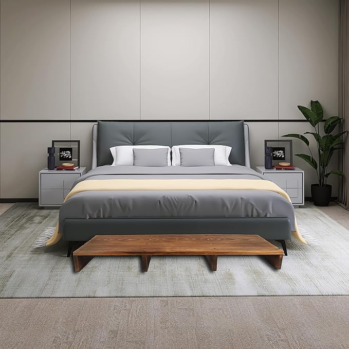 39.4'' Long Wooden Step Stool for Elderly, Half Wooden Riser Step Stool for Bedside, Bathroom, Kitchen and Outdoor High Steps(39.4" L*11.8" W*4.3" H)