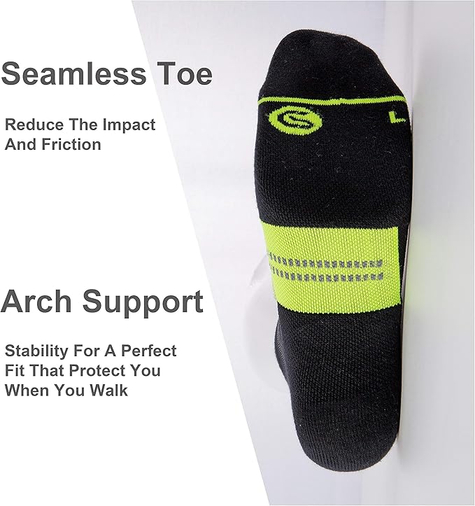 CS CELERSPORT 6 Pack Men's Running Ankle Socks with Cushion, Low Cut Athletic Tab Socks