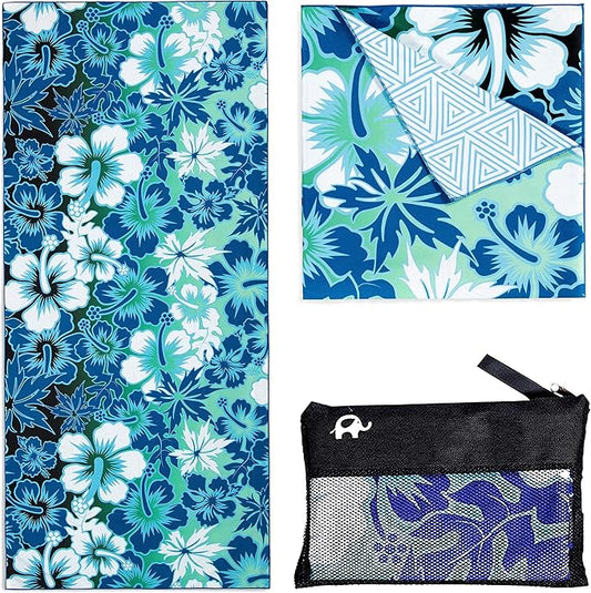 Elite Trend Quick Dry Towel Large 63x31 Inch - Microfiber Beach Towel - Perfect for Beach, Travel, Swimming, Pool, Yoga, Hiking, Camping - Lightweight, Fast Drying, Compact for Adults (Hibi)