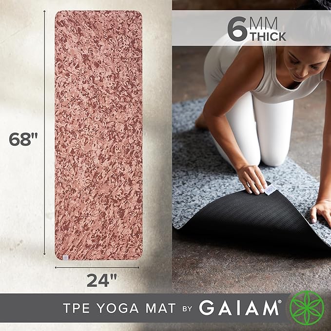 Gaiam Yoga Mat Performance TPE Exercise & Fitness Mat for All Types of Yoga, Pilates & Floor Exercises