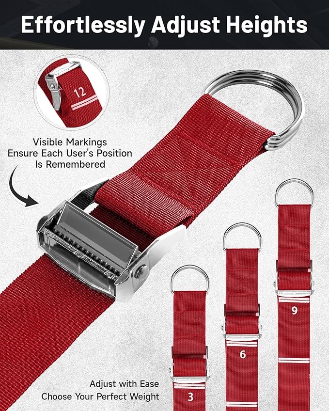 MANUEKLEAR Heavy Duty Resistance Bands for Pull Ups, Pull Up Assistance Bands with Scale Tracking Feature, Adjustable Pull Up Assist Band with Five 50-Pound Pull Up Bands and Fabric Feet/Knee Rest