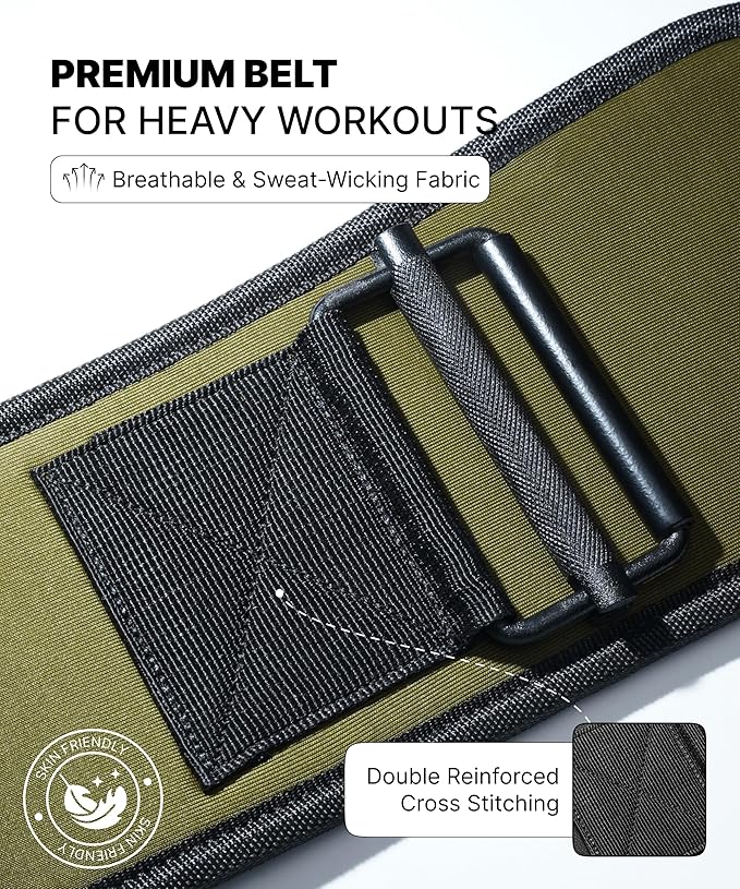 DMoose Fitness Weight Lifting Belt for Squats, Deadlift & Intense Workout - 6" Adjustable Fit Auto Lock Weightlifting Belt for Men & Women - Neoprene Gym Belts for Stability & Lumbar Back Support