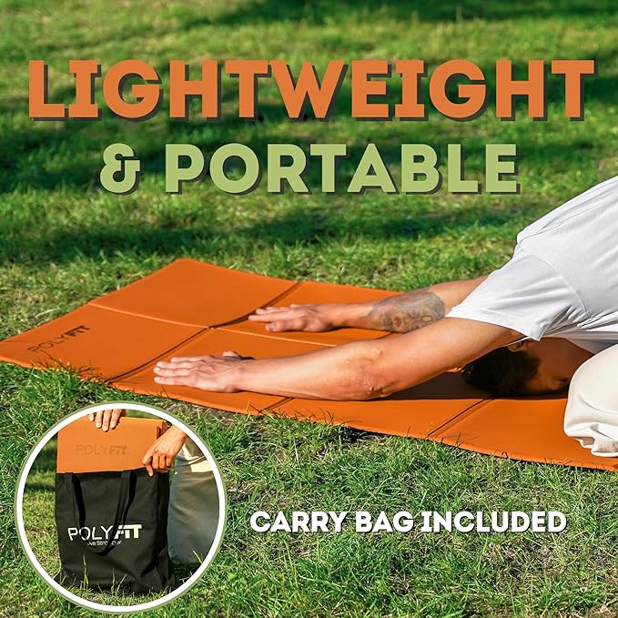 Polyfit Foldable Yoga Mat for Travel and Home Workouts - 7mm Thick - Lightweight, Packable, and Easy to Store - Folding Workout Mat for Women & Men - For Stretching, Yoga & Pilates