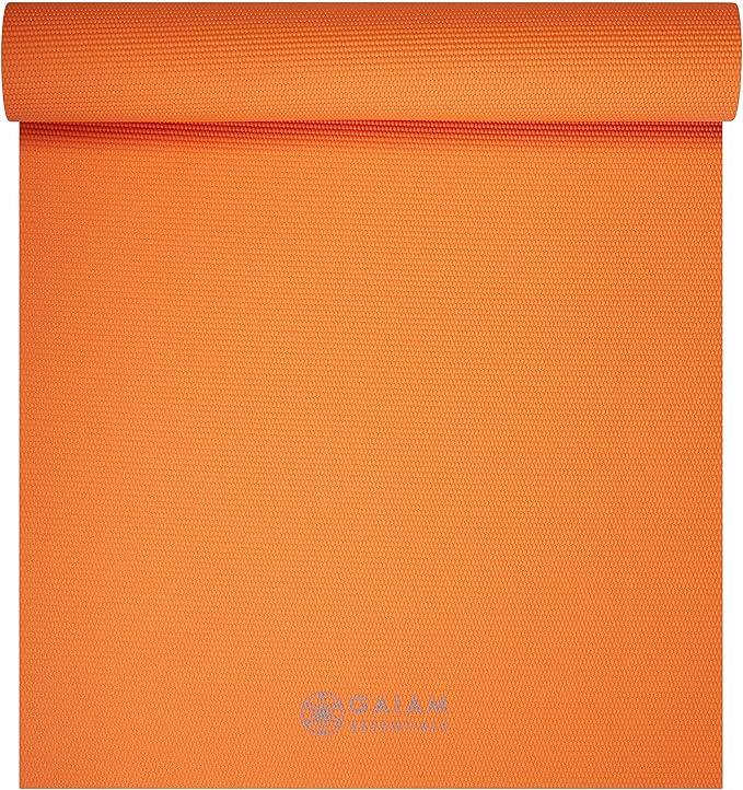 Gaiam Essentials Thick and Thin Yoga Mat Fitness & Exercise Mat with Easy-Cinch Carrier Strap