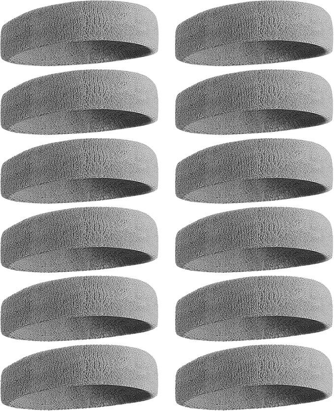 Sweatbands Sports Headband for Men & Women, Moisture Wicking Hairband Athletic Towel Headbands Cotton Head Sweat Bands for Running, Cycling, Yoga, Spa