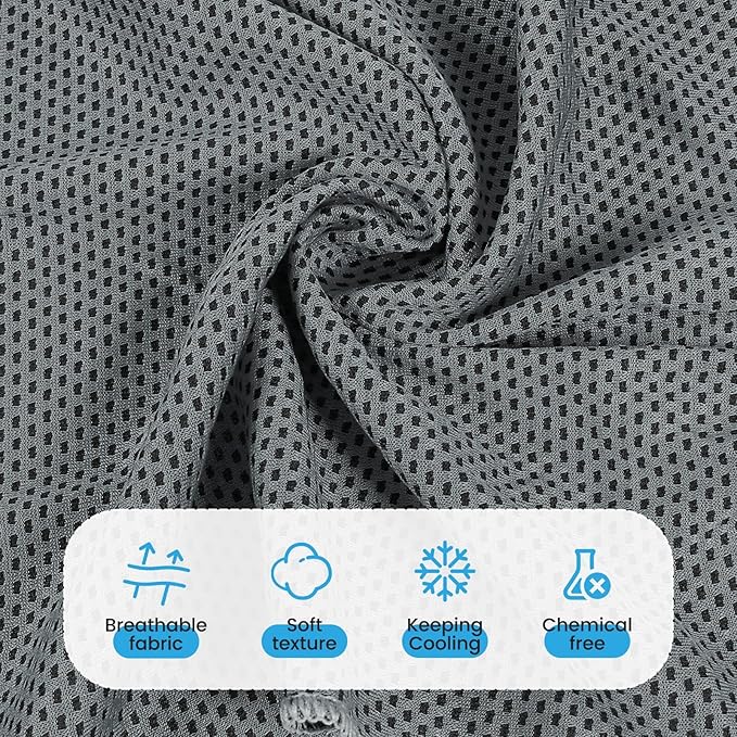 INNOLIFE 2 Pack Cooling Towels, Soft Breathable Ice Towel Chilly Towel for Sports, Gym, Fitness, Running, Hiking, Yoga - Black