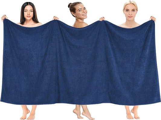 Cotton Paradise 100% Cotton 40x80 Oversized Bath Sheet, Extra Large Turkish Bath Towels for Bathroom, Navy Blue Bathsheet