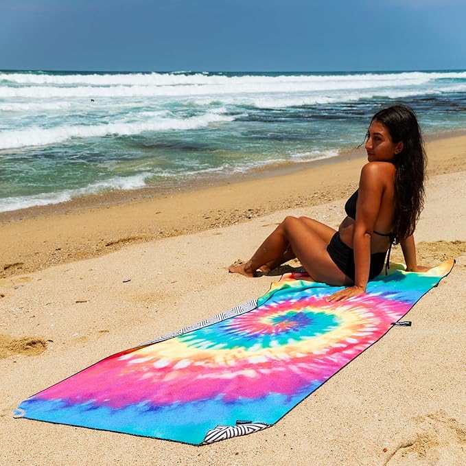 Elite Trend Microfiber Beach Towel Waffle for Adults with Bag - Extra Large 78x35 inch Lightweight Sand Free Quick Dry Towel for Travel, Swimming, Yoga, Camping (Tie Dye)