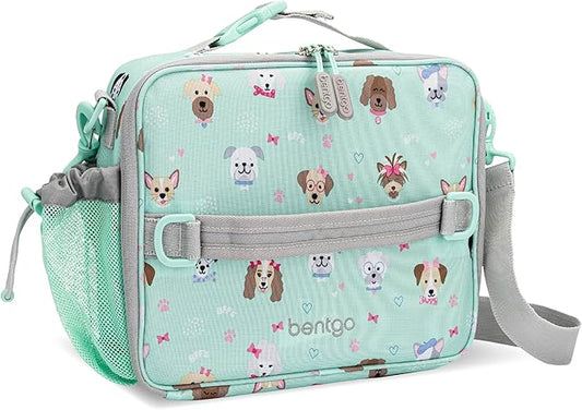 Bentgo Kids Lunch Bag - Durable, Double-Insulated Lunch Bag for Kids 3+; Holds Lunch Box, Water Bottle, & Snacks; Easy-Clean Water-Resistant Fabric & Multiple Zippered Pockets (Puppy Love)