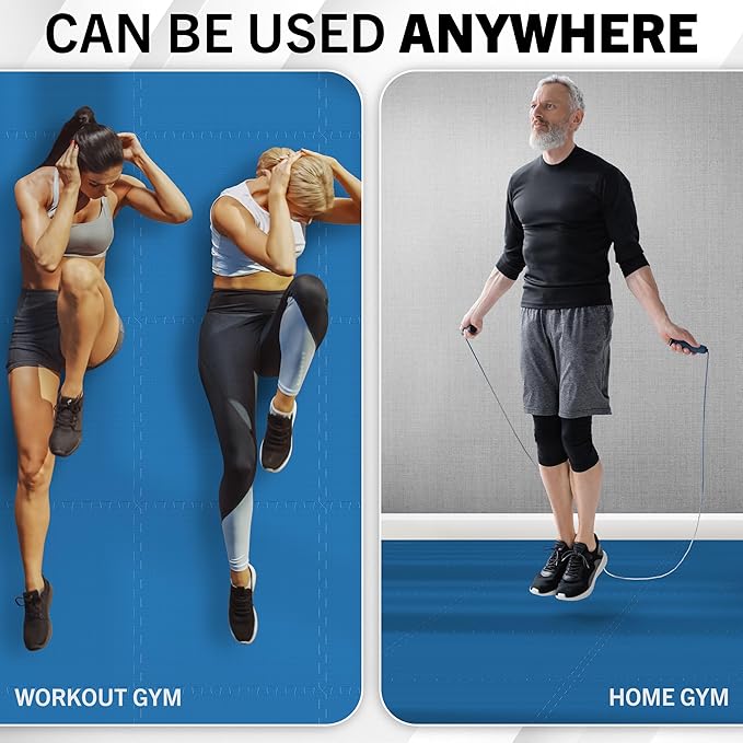 EVA Foam Mat Tiles 16-Pack - 64 SQ FT of Interlocking Padding for Garage, Playroom, or Gym Flooring - Workout Mat or Baby Playmat by Stalwart (Blue)