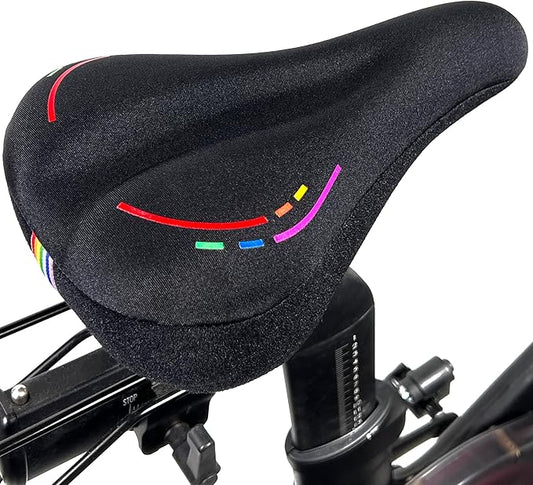 Bike Seat Cushion Compatible with Peloton Bike & Plus, Gel Bicycle Seat Cover for Women & Men Comfort, Accessories for Most Narrow Bicycle Saddle, Extra Padded with Soft Memory Foam, 11”x7”