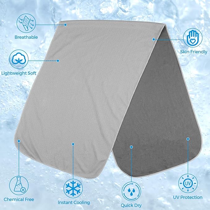 Cooling Towels for Neck and Face - Microfiber Chilly Towel Yoga Towel for Men or Women Ice Cold Towels for Yoga Gym Travel Camping Golf Football & Outdoor Sports