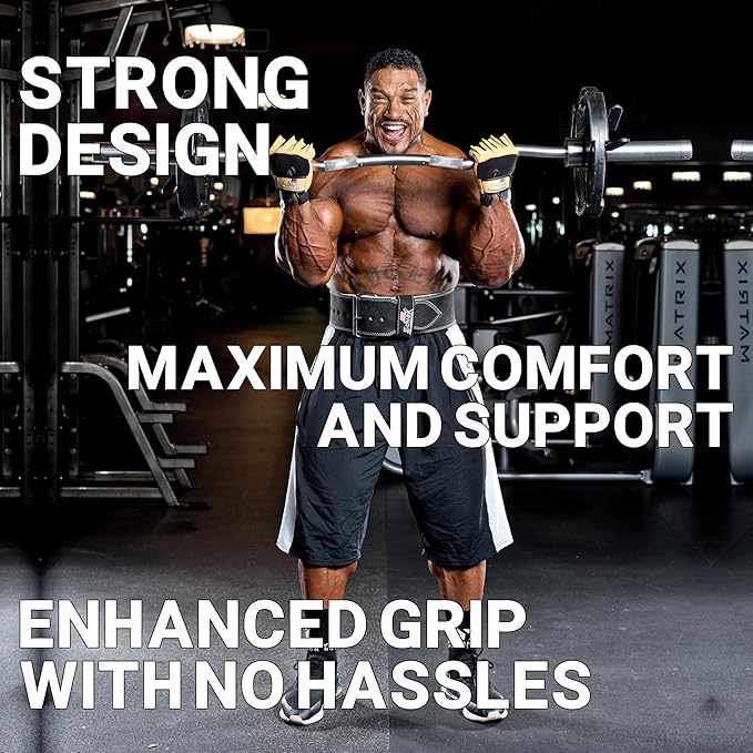 Schiek Sports Model 425 Power Series Weight Lifting Gloves - Leather Gym Gloves with Padded Palms