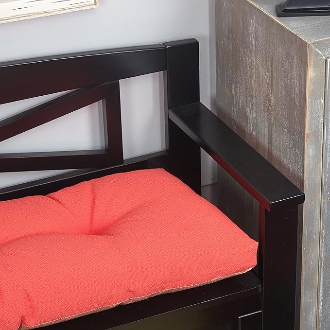 Klear Vu The Gripper Omega Non-Slip Tufted Bench Cushion for Indoor Furniture, Entryway Storage, Bay Window, Corner Nook or Piano Seat, 35 Inches, Solid Coral