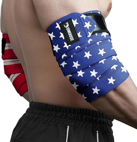DMoose Fitness Elbow Wraps for Weightlifting (Pair) 40" Adjustable Brace for Joint Support, Pain Relief & Tendonitis - Elbow Straps for Weight Lifting, Bench Press & Gym Workouts, Band for Men & Women