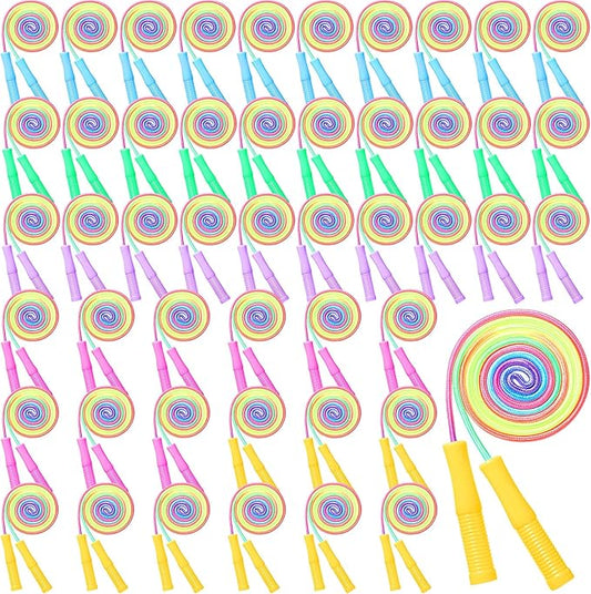 48 pcs Jump Rope Bulk for Kids 7.22 ft Adjustable Gradient Rainbow Color Skipping Rope Outdoor Exercise Fitness Equipment for Back to School Class Playground Activities Set
