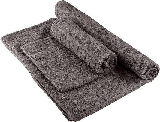 Wakeman Yoga Mat Towel and Gym Towel Set - 2-Piece Non Slip Set for Hot Yoga, Pilates, and Gym - 72” x 24” Sweat Absorbent and Quick Drying Blanket with Corner Pockets for Mats (Gray)