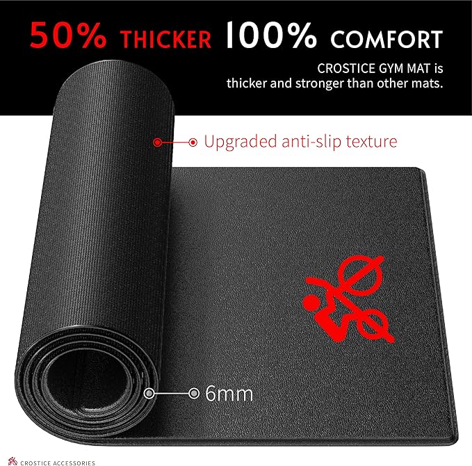 Bike Trainer Mat Compatible with Peloton Bike, for Treadmill & Row, THK 6mm, Under Mat Protect Hardwood Floor Carpet, Trainer Accessory for Indoor Stationary Exercise Bicycle
