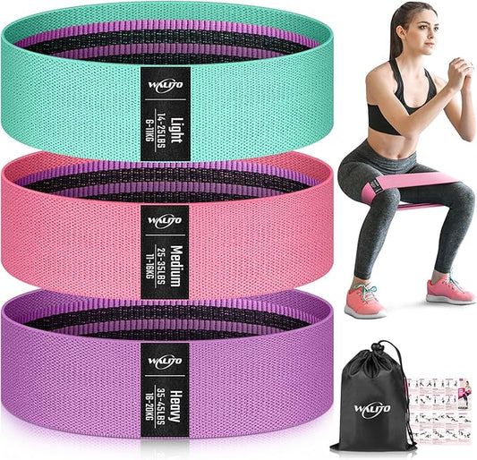 WALITO Resistance Bands for Working Out, Fabric Exercise Bands for Legs and Butt, Workout Bands for Women and Men, Booty Band for Yoga Starter Set, Pilates, Rehab, Fitness and Home Workout