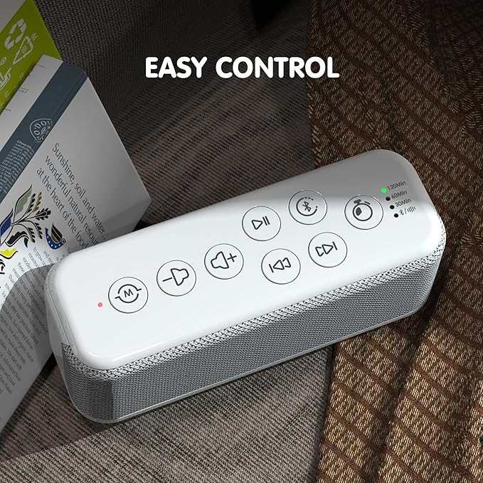 OnLyee White Noise Sound Machine with Bluetooth Speaker, 15 Soothing Sounds, Office Privacy & Noise Canceling, 3000mAh Rechargeable Battery, Auto-Off Timer & 8-Level Volume– Ideal for Baby