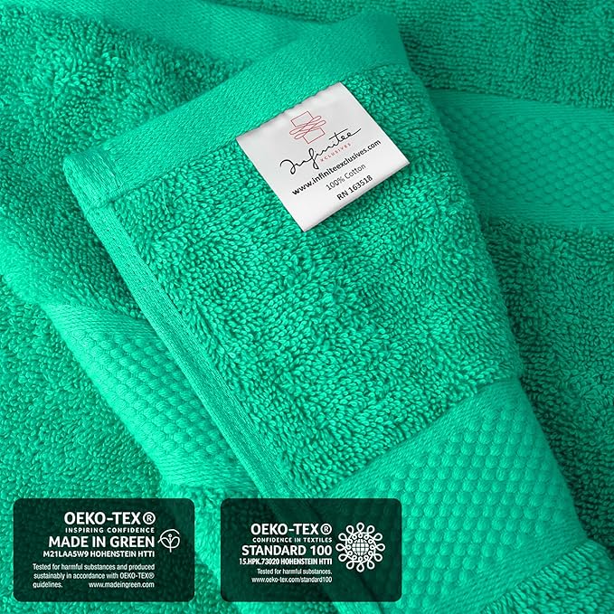 Infinitee Xclusives– Luxury Bath Sheets Towels – 2 Pack 600 GSM (35X70 Inches)– 100% Ring Spun Cotton Large Bath Towels for Bathroom (Vivid Green, Bath Sheet Pack of 2)