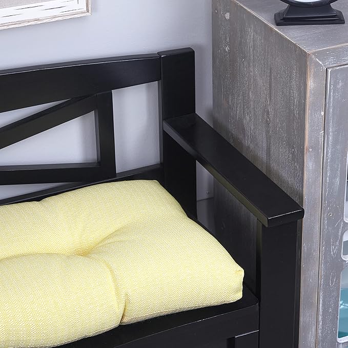 Klear Vu The Gripper Omega Non-Slip Tufted Bench Cushion for Indoor Furniture, Entryway Storage, Bay Window, 35 Inches, Solid Yellow