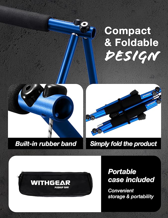 Push Up Bar – Folding Dip Bar for Home Workout, Lightweight & Portable Strength Training Equipment for Men & Women, Indoor & Outdoor Use (Hawk)