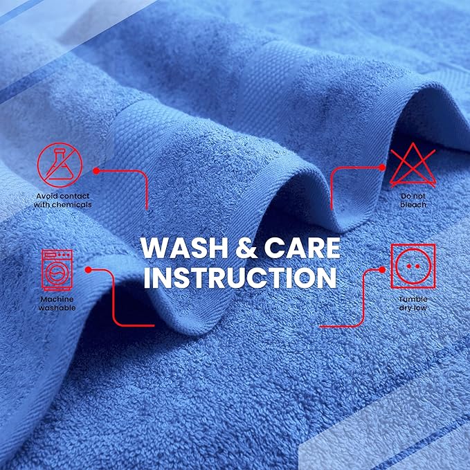 Infinitee Xclusives– Luxury Bath Sheets Towels – 2 Pack 600 GSM (35X70 Inches)– 100% Ring Spun Cotton Large Bath Towels for Bathroom (Eloquent Blue, Bath Sheet Pack of 2)
