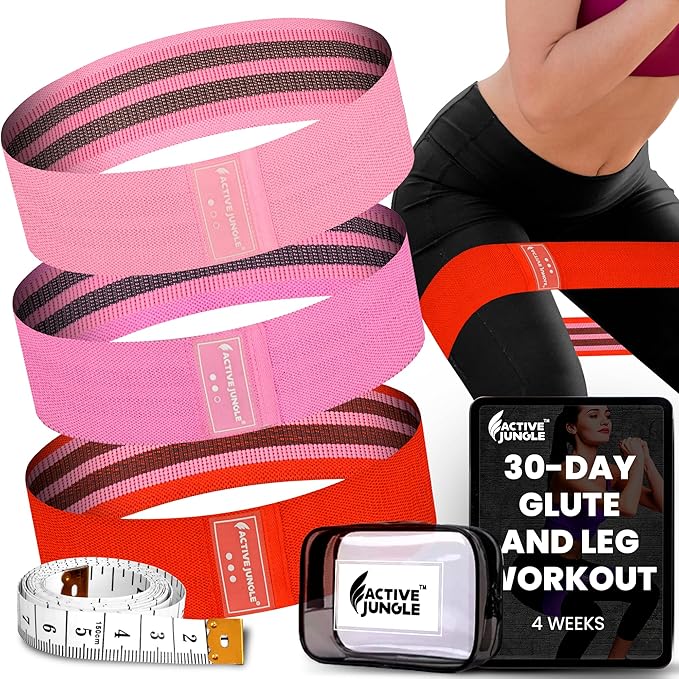 Premium Fabric Resistance Bands for Glutes & Legs – Set of 3 | Non-Slip, Elastic, Durable, Includes Travel Bag, Workout Guide & Digital Challenges