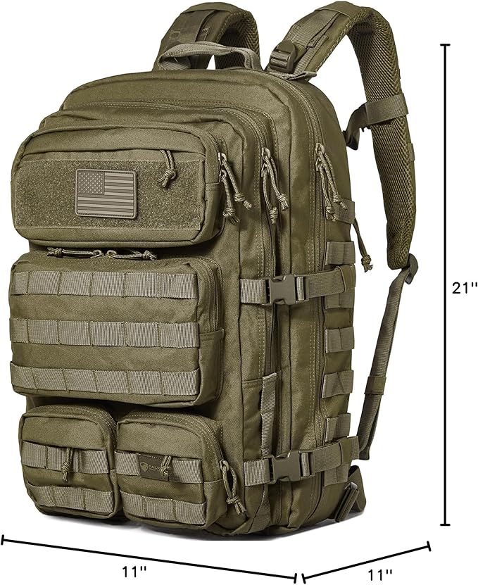 Falko Tactical Backpack 50L, 2.4x Stronger, Large Military Molle Rucksack, Heavy Duty, Work and Outdoors